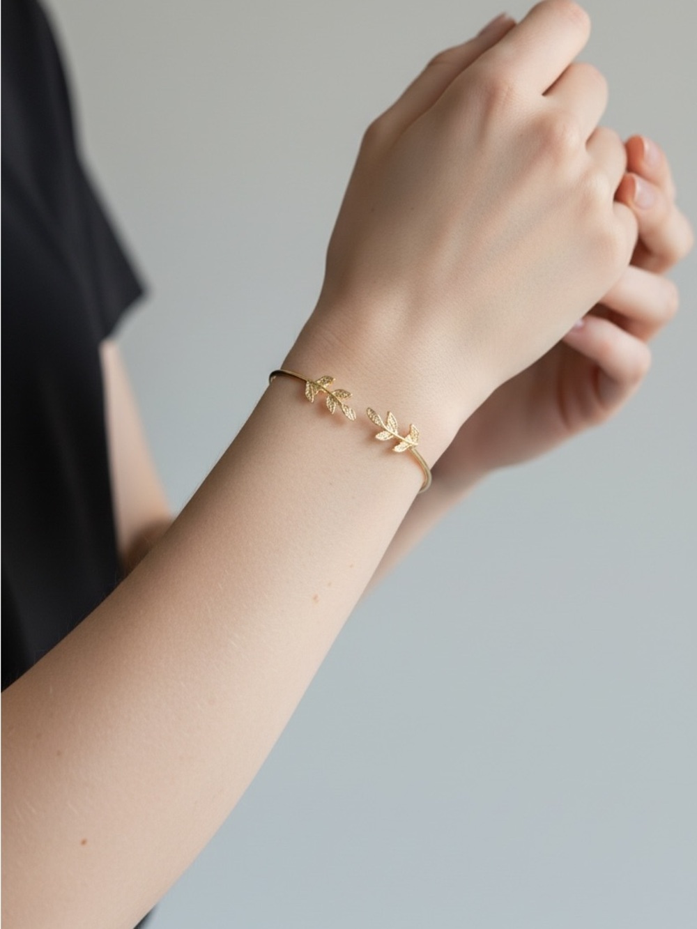 10/15 Gold Leaf Open Cuff Bracelet - Women's Jewelry